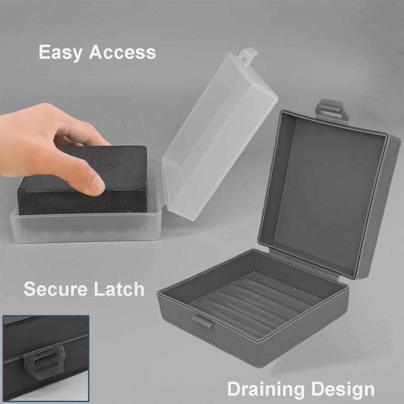 Elimeta Soap Container  Square Bar Soap Holder Fit Dr Squatch Soap  Travel Soap Case (Matt Grey) - Image 4